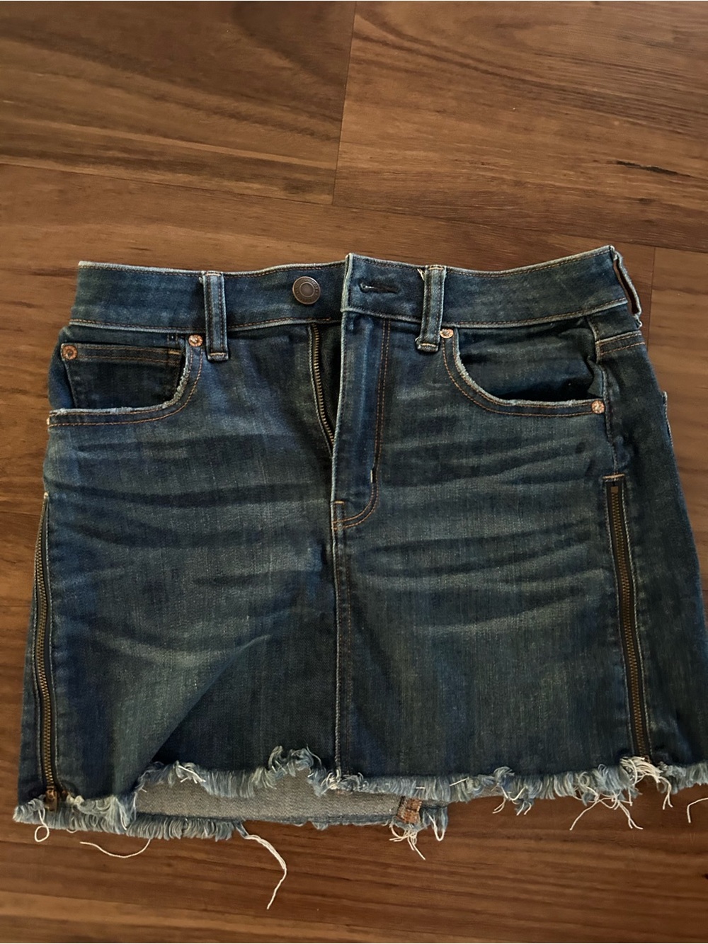 American Eagle Outfitters Dark Blue Hi-Rise Mini Denim Skirt